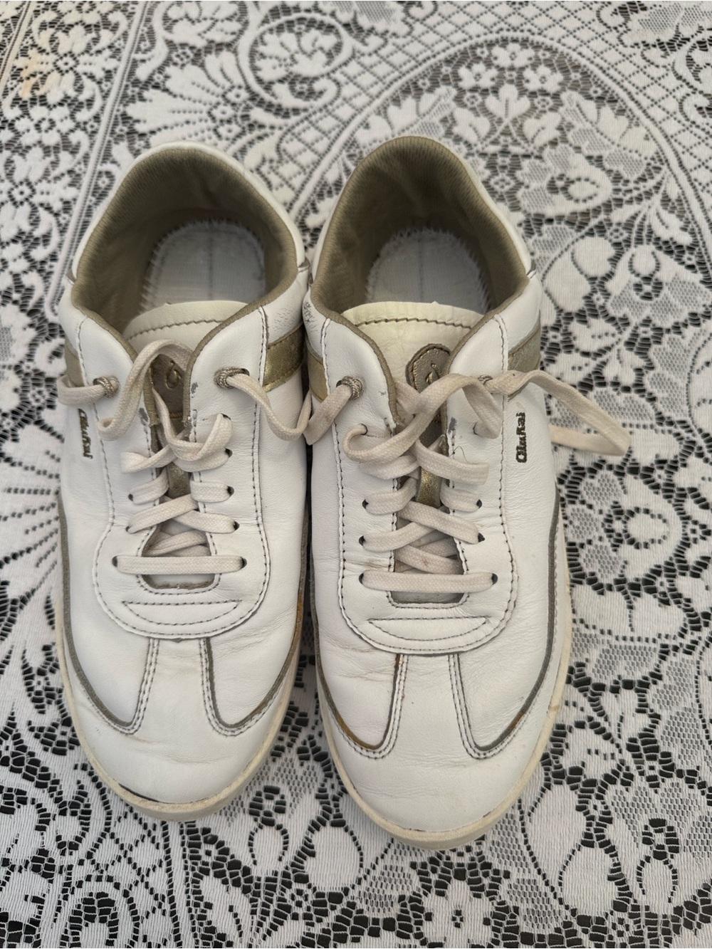 OluKai White Sneakers with Gold Accent